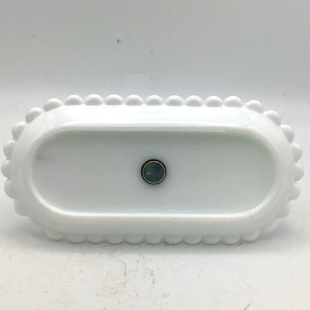 White Hobnail Milk Glass Creamer and Sugar Set